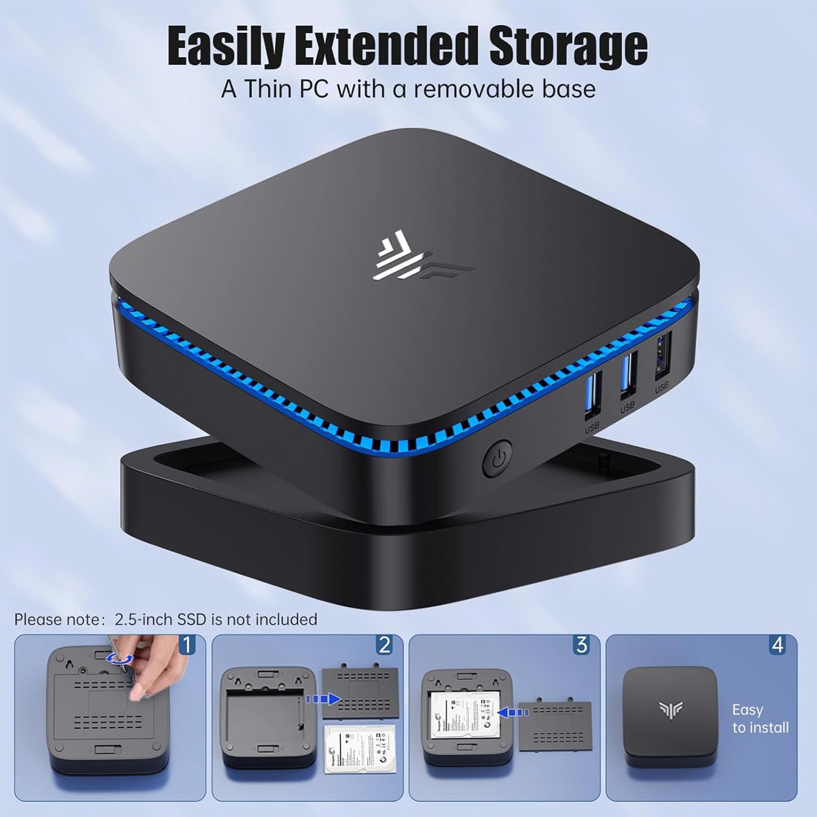 KAMRUI Essenx E1 N150 Mini PC, 8GB DDR4 256GB M.2 SSD, Mini Computer Dual 4K Display, WiFi, Business, Home, Office