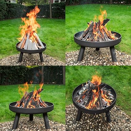 Raygar Kleine Runde Feuerstelle Fur Schusselbrenner Herd Feuerschale Aus Metall 60 Cm Durchmesser Schwarz Amazon De Garten