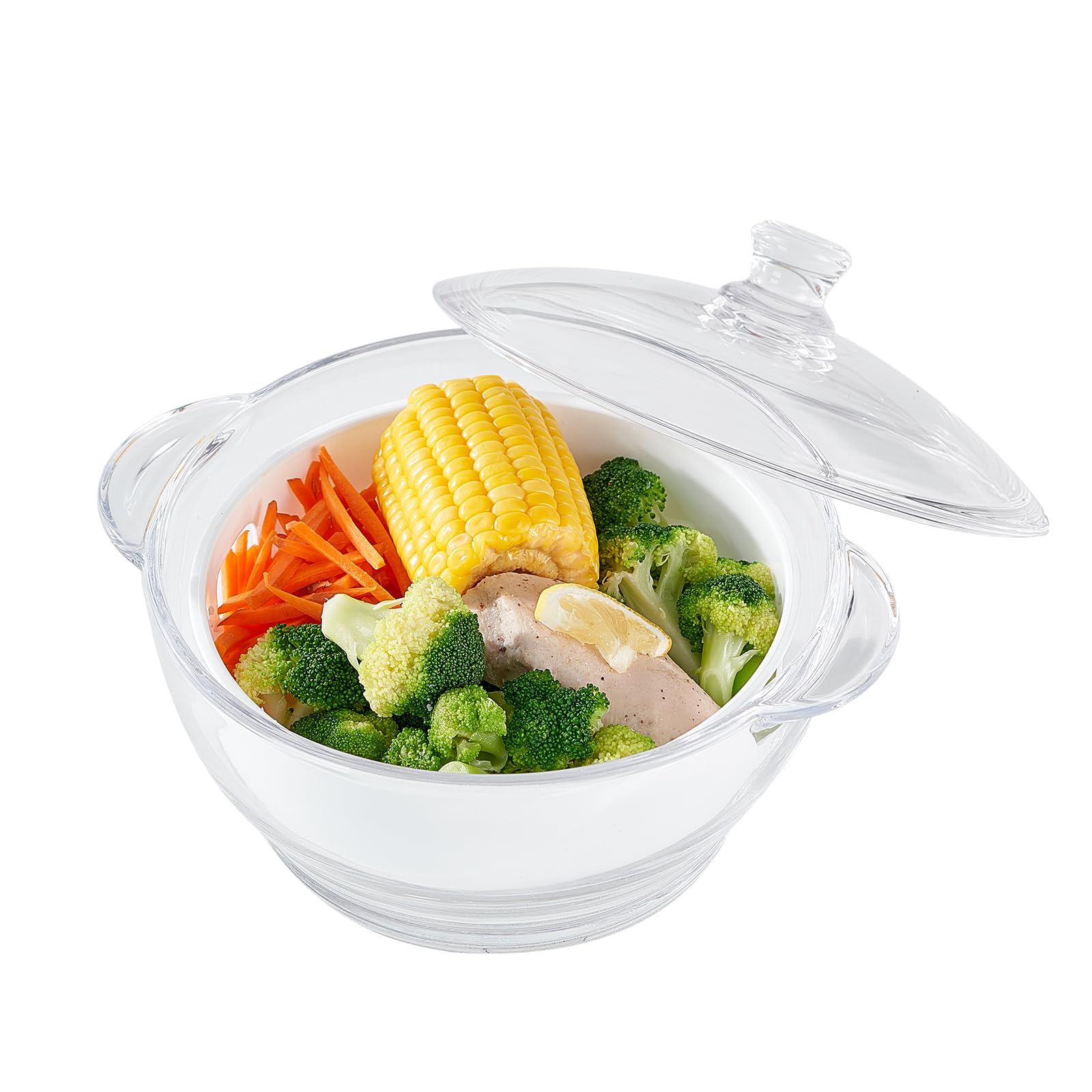 Photo 1 of 1.5L Glass Microwave Vegetable Steamer, Steamer for Cooking, Microwave Dumpling Fish Broccoli Bun Potato Food Cooker with Lid & Steaming Basket for Convenient Quick Healthy, BPA-Free, Dishwasher Safe