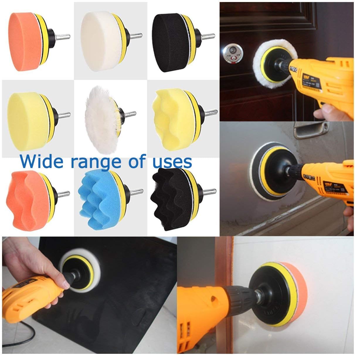 11Pcs 3 Inch Car Foam Drill Polishing Pad Kit 80mm Buffing Sponge Pads Kits by Yesallwas,for Car Sanding Polishing - Image 5