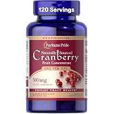 Puritan's Pride Naturally Sourced Cranberry Fruit Concentrate 500mg | One per Day, 50:1 Dietary Supplement for Urinary Tract Support, 4 Month Supply, 120 Rapid Release Capsules