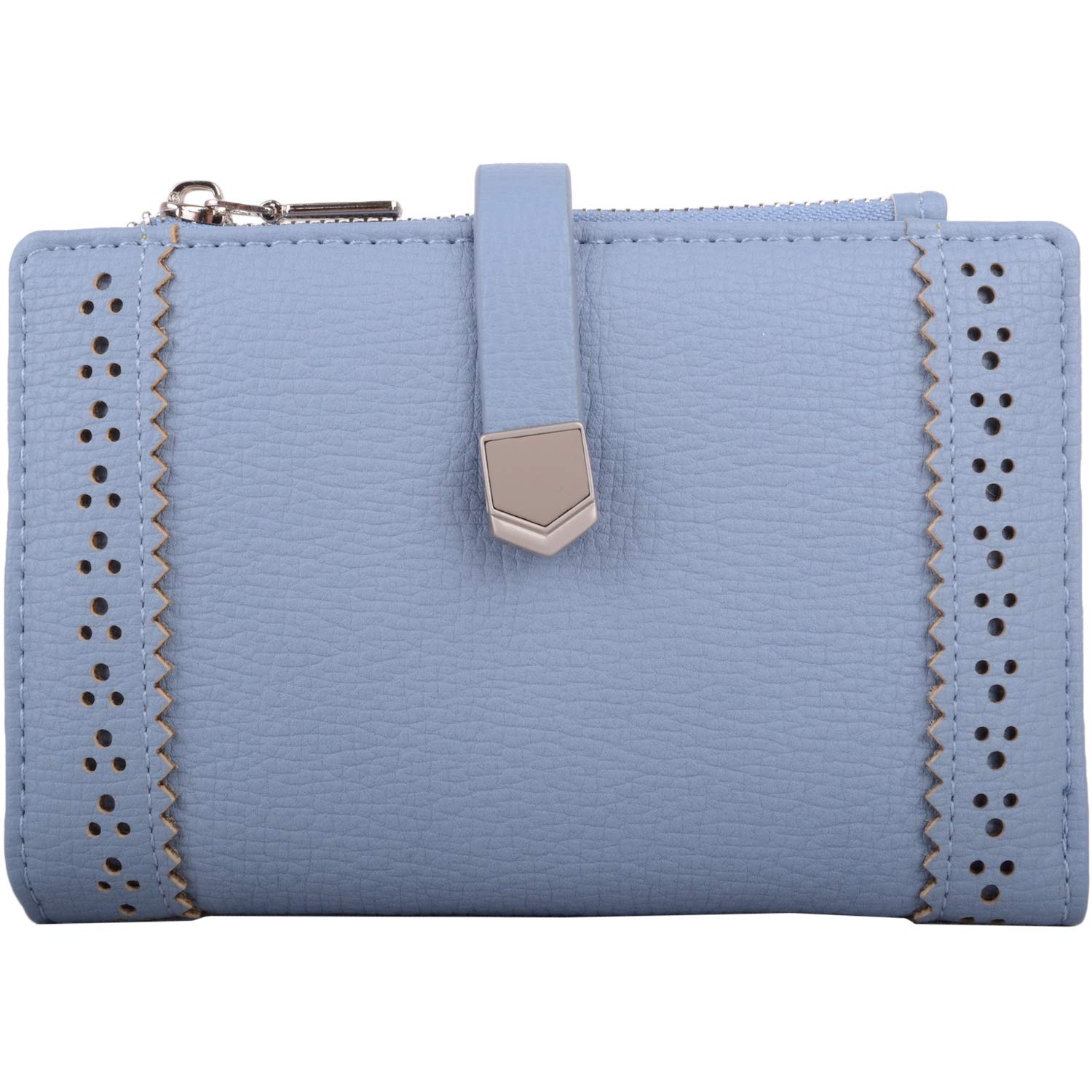 Womens Bi-Fold Faux Leather RFID Protected Money/Coin Holder/Purse - Blue