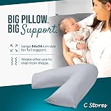 CnA Stores Orthopaedic V-Shaped Pillow Grey 84cm 34in Cover Included view 8