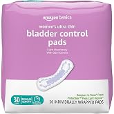 Amazon Basics Women's Incontinence Pads, Bladder Control &amp; Postpartum, Light Absorbency, Unscented, 30 Count