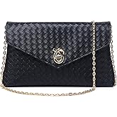 DETARA Woven Clutch Purses for Women PU Leather/Straw Women Evening Bag Stylish Handbag Shoulder Bag for Wedding Party Prom