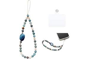 S.J JEWELRY Phone Charm Phone Wrist Strap with Tether Tab Beaded Phone Lanyard Phone Wristlet Handmade Semi-Precious Gemstone Phone Chain