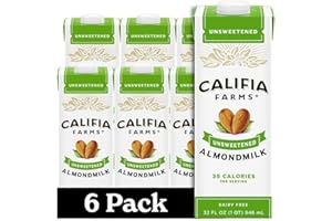 Califia Farms - Unsweetened Almond Milk, 32 Oz (Pack of 6), Dairy Free, Vegan, Plant Based, Keto Food, Shelf Stable, Vegan, Gluten Free, Non GMO, Sugar Free, High Calcium, Smoothie