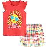 Bumeex Toddler Girls Summer Outfit Cotton Top and Shorts Clothing Set