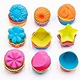 To encounter Silicone Cupcake Baking Cups 36 Pack Non Stick Cake Molds Sets 9 Shapes Silicone Muffin Pan for Baking Silicone Muffin Liners