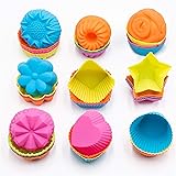 To encounter Silicone Cupcake Baking Cups, 36 Pack Non Stick Cake Molds, 9 Shapes Reusable Silicone Muffin Pan for Baking, Si