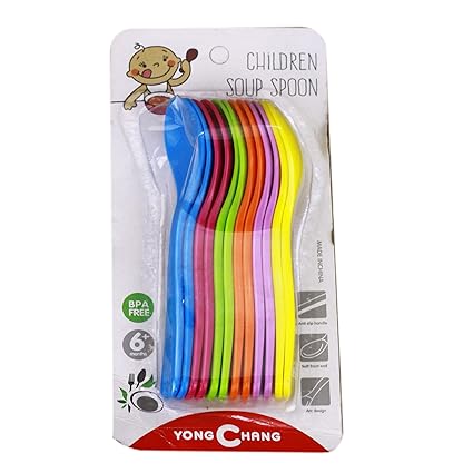 AVMART Set of 12 Color Full BPA Free Baby, Children Soup/Dinner Spoon with Soft Front