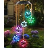 Purtuemy Solar Wind Chime for Porch Decor, Solar Lights Outdoor Decorative for Garden and Patio, Birthday Gifts for Women Mom Grandma