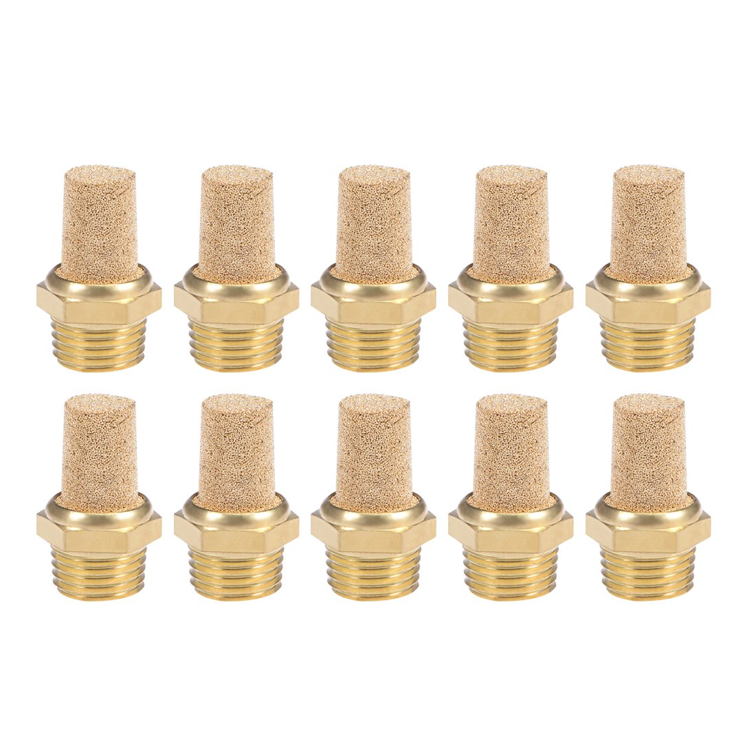 sourcingmap 1/4 PT Sintered Bronze Exhaust Muffler with Brass Body Protruding 10pcs