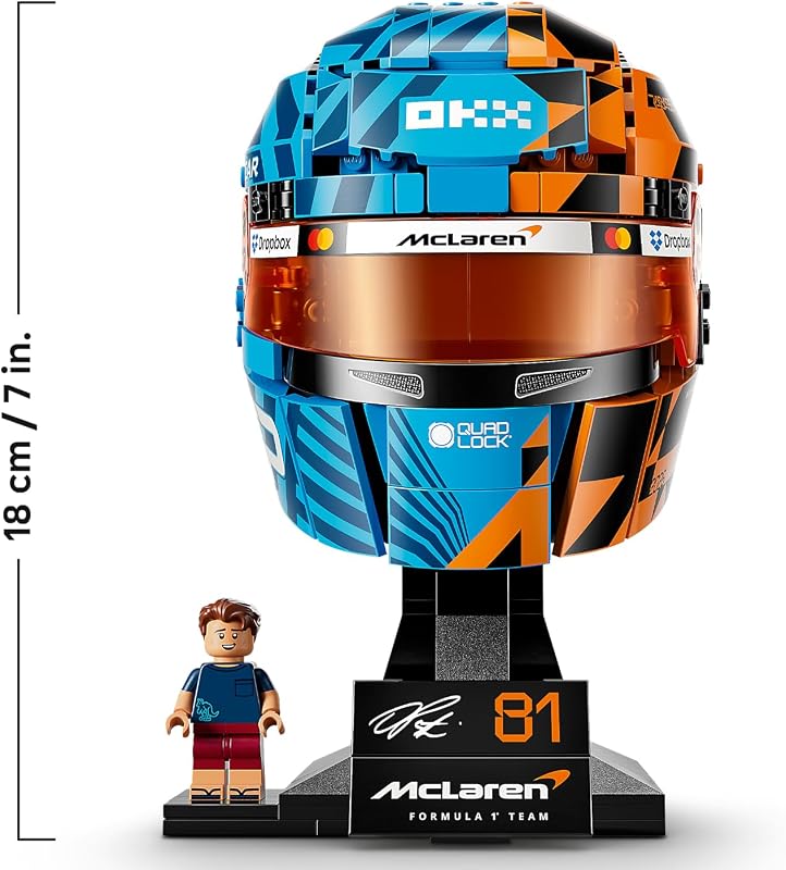 Editions McLaren MasterCard F1 Team Casque d’Oscar Piastri - Objet Formule 1 - Maquette avec Minifigurine Collector - Cadeau dès 14 Ans pour Garçon, Fille ou Adulte Fan de Sport Automobile 43017