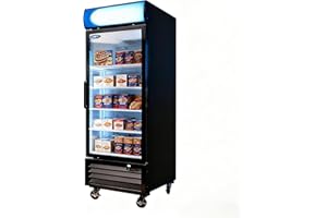 ELOMBR 27" Commercial Upright Freezer with 1 Glass Door, 19 Cu.Ft Display Freezer, -8~-1℉, Reach-in Fan Cooling Freezer with 4 Shelves & LED Top Panel for Restaurant Diner Bar, ETL Approved