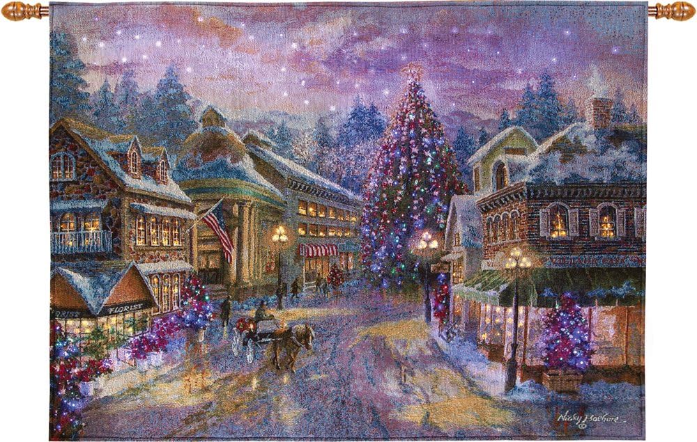 Christmas Eve Fiber Optic Light up Wall Hanging Tapestry Decoration By