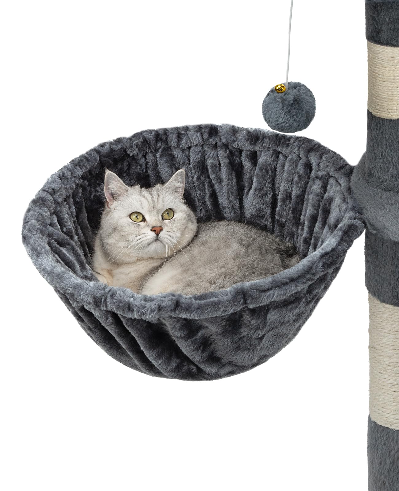 lionto Lying trough made of soft plush for scratching post, Ø 40 cm, 25 cm deep, cozy sleeping trough for any cat tree with M8 thread, sturdy metal frame for small and large cats, dark grey