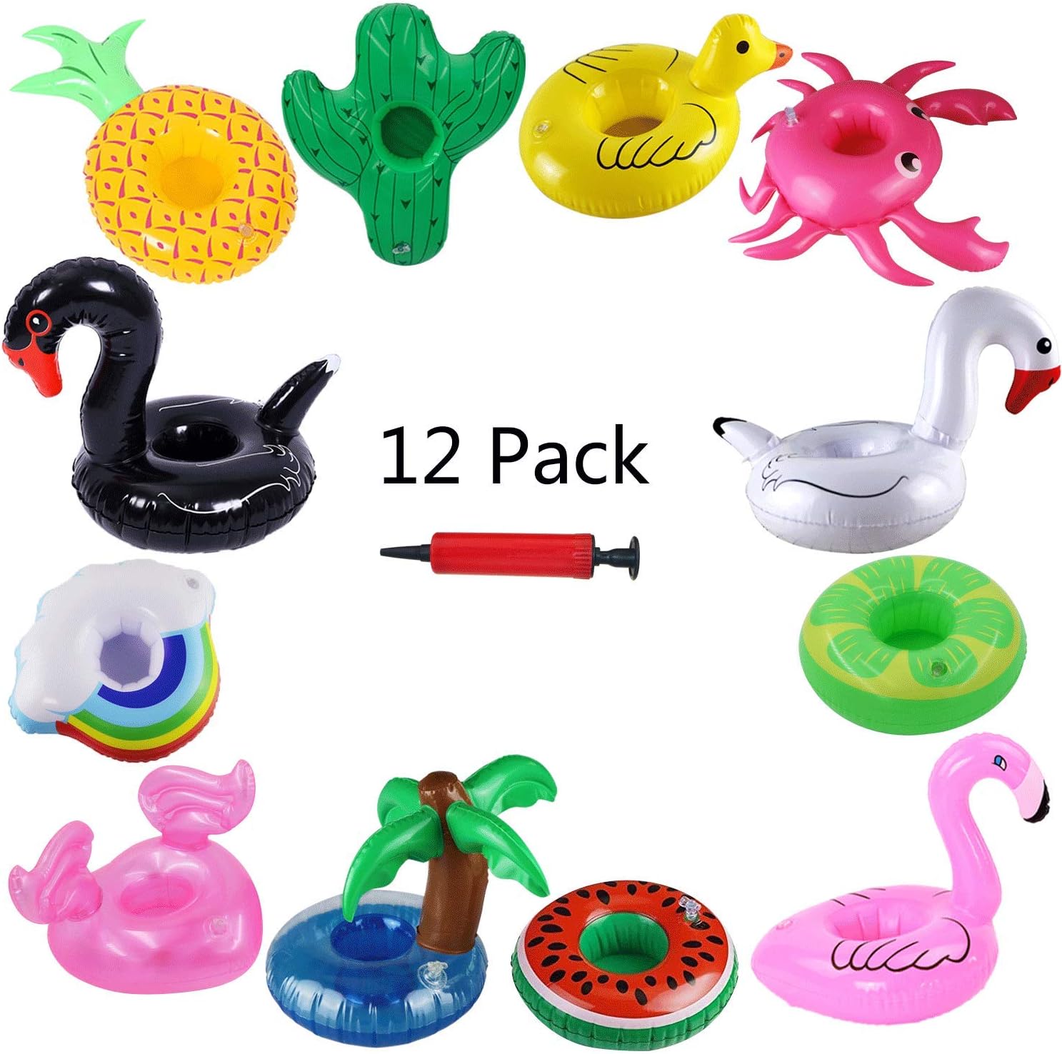 Aoutacc Float Drink Holders for Pool,Inflatable Beverage Floats Cup Coasters with Mini Air Pump