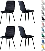 mcc direct Set of 4 Lexi Velvet Dining Chairs with Metal Legs Black