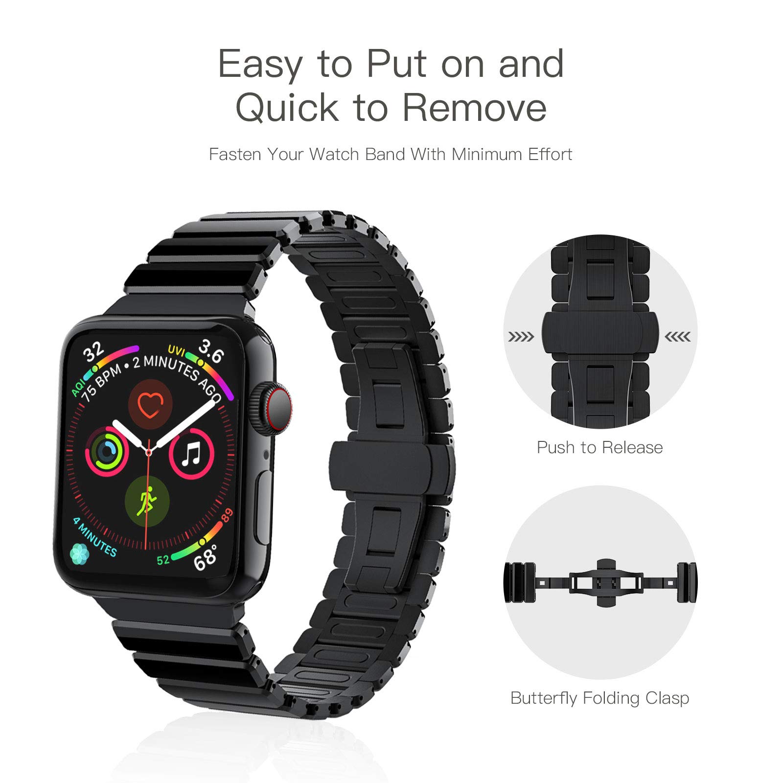 [UPGRADED] Oittm Watch Band for Apple Watch Series 4, 44mm/42mm Stainless Steel Replacement