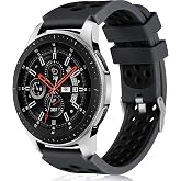 Lerobo 22mm Watch Band for Samsung Galaxy Watch 46mm/Watch 3 45mm Women Men | Soft Silicone Breathable Sport Band for Samsung Watch Bands Gear S3 Classic/Frontier, Waterproof Strap with Air Holes, Black