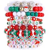 𝐇𝐞𝐢𝐬𝐡𝐢 𝐁𝐞𝐚𝐝𝐞𝐝 𝐒𝐭𝐫𝐞𝐭𝐜𝐡 𝐁𝐫𝐚𝐜𝐞𝐥𝐞𝐭𝐬 for Women Teen Girls St.Patrick's Day Valentine's Day Christmas Breast Cancer Bracelets Stackable Polymer Clay Beads Bracelets Friendship Boho Bracelets Jewelry Set
