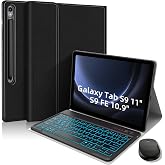 Keyboard Case for Samsung Galaxy Tab S10 Lite/S10 FE/S9 FE 5G 10.9"/ S9 11" | Detachable Wireless Backlit Keyboard with Mouse, Magnetic Folio Cover with S Pen Holder, Black