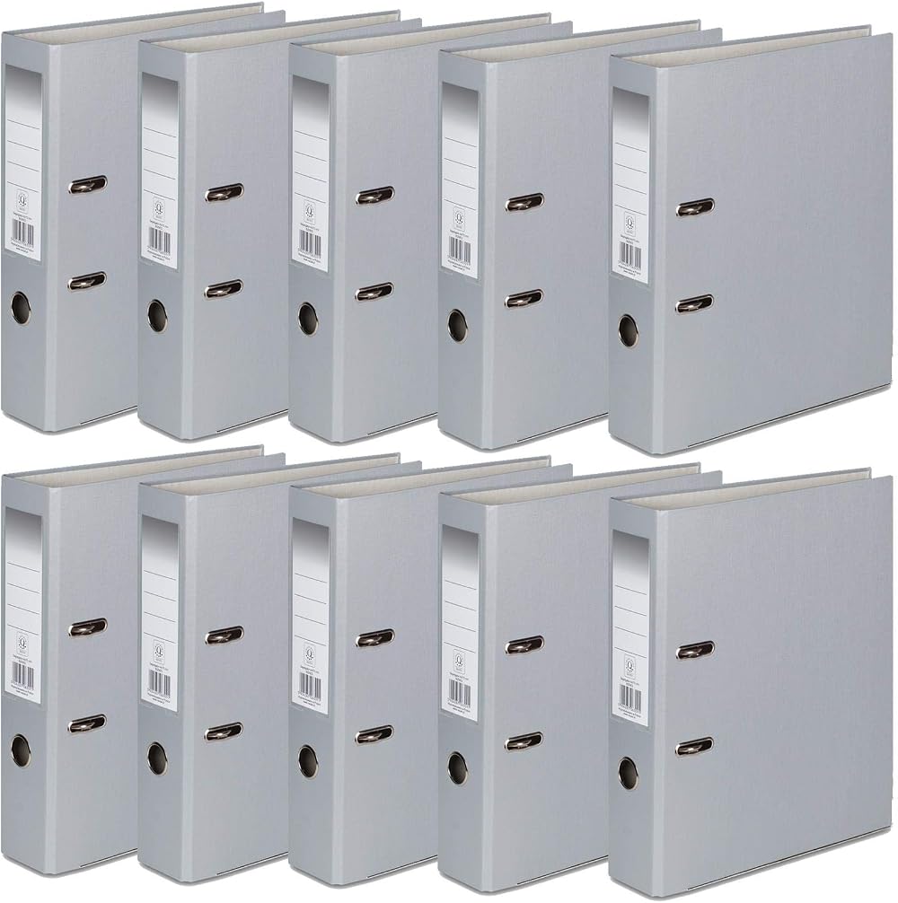 Office Centre 10 x Grey A4 Lever Arch Files 7.5cm Spine 32cm High 29cm