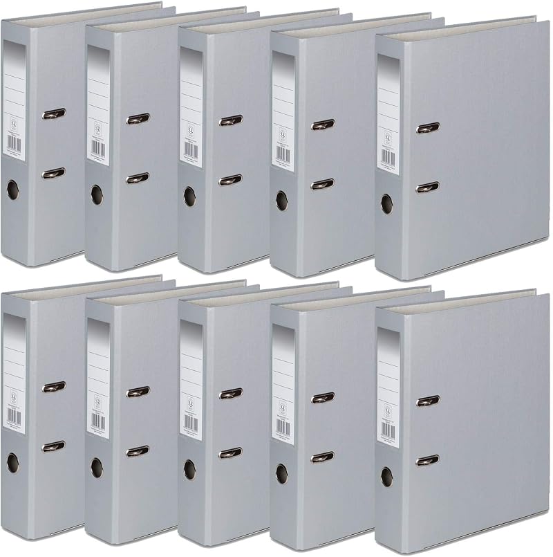 Office Centre 10 x Grey A4 Lever Arch Files 7.5cm Spine 32cm High 29cm
