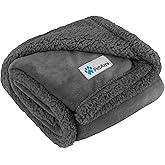 PetAmi Dog Blanket for Small Medium Dogs, Pet Bed Blanket Cat Puppy Kitten, Fleece Furniture Couch Cover Protector Sofa Car, Soft Sherpa Dog Throw Plush Reversible Washable, Mini 29x40 Solid Dark Gray