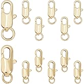 SUNNYCLUE 1 Box 12Pcs 2 Sizes 18K Gold Plated Lobster Claw Clasp with Open Jump Ring Necklace Lobster Clasps Jewellery Findings for Beginners DIY Necklace Jewelry Making Supplies, Golden