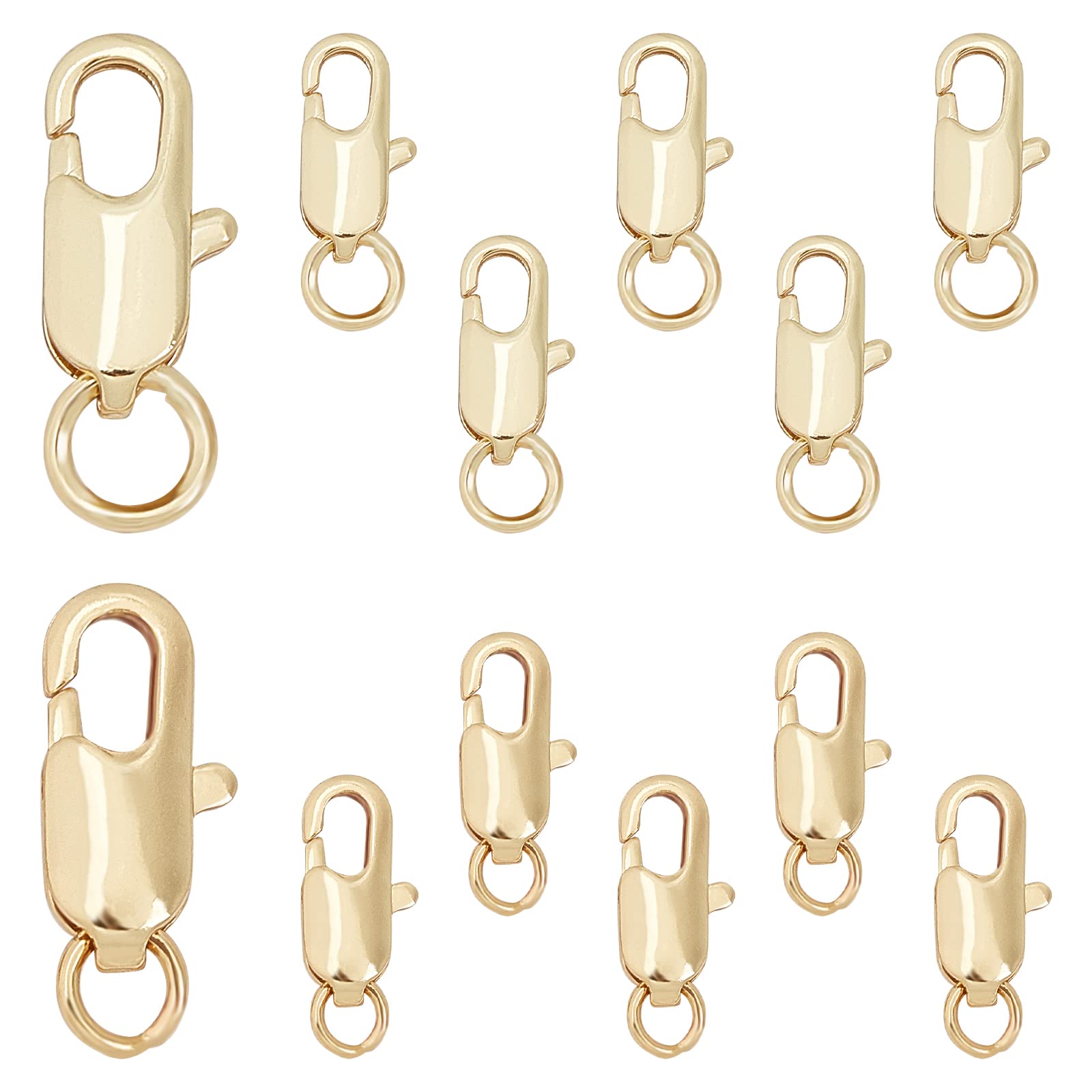 SUNNYCLUE 1 Box 12Pcs 2 Sizes 18K Gold Plated Lobster Claw Clasp with Open Jump Ring Necklace Lobster Clasps Jewellery Findings for Beginners DIY Necklace Jewelry Making Supplies, Golden
