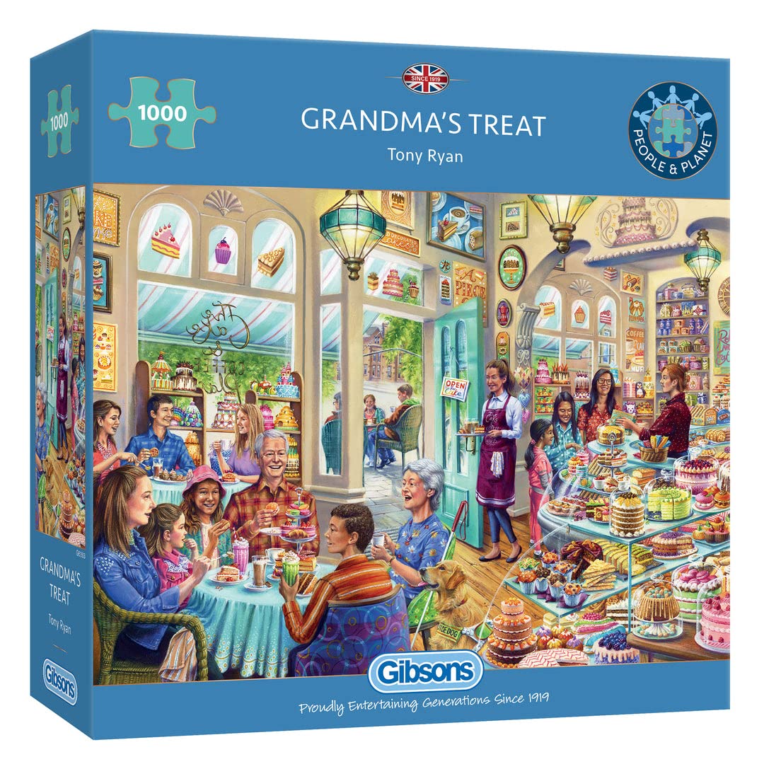 Gibsons Grandma’s Treat | 1000 Piece Jigsaw Puzzle | Family Café Puzzle | Sustainable Jigsaw Puzzle for Adults | Premium 100% Recycled Board | Great Gift for Adults