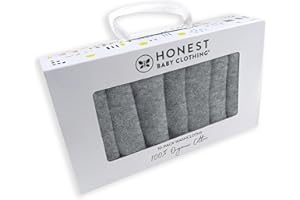 HonestBaby 10-Pack Terry Wash Cloths in Gift Box 100% Organic Cotton for Infant Baby Boys, Girls, 10-Pack Grey Heather, One Size
