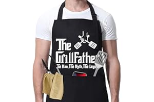 Funny Aprons for Men Kitchen Chef Cooking BBQ Aprons with 2 Pockets, Birthday Father’s Day Grilling Gifts