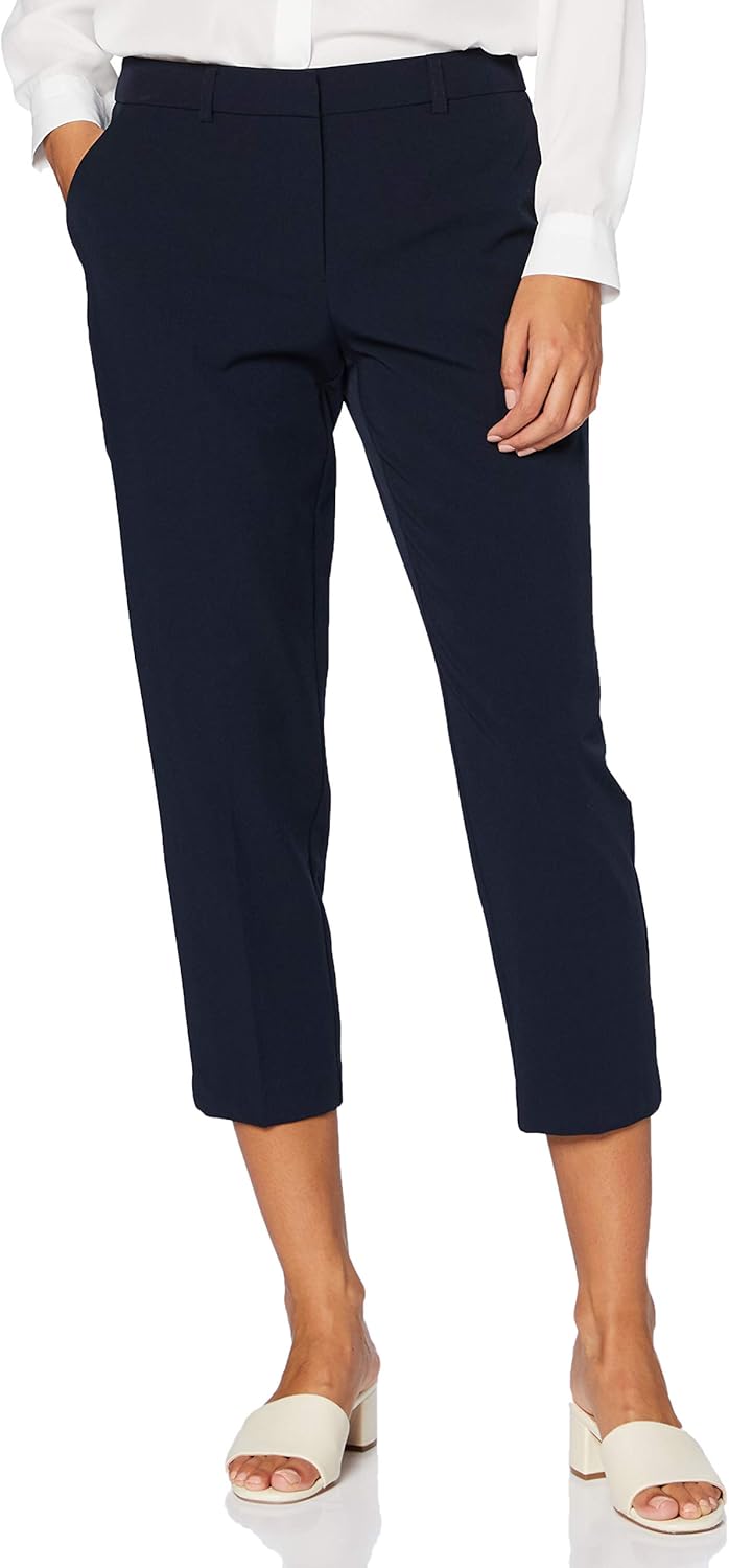 navy blue ankle grazer trousers