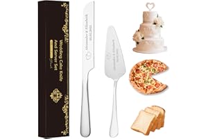 Personalized Wedding Cake Knife & Server Set with Custom Engraved Names, Elegant Stainless Steel Bridal Cake Cutting Set for 