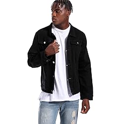 LAMKUKU Mens Denim Jacket Ripped Slim Jean Jacket