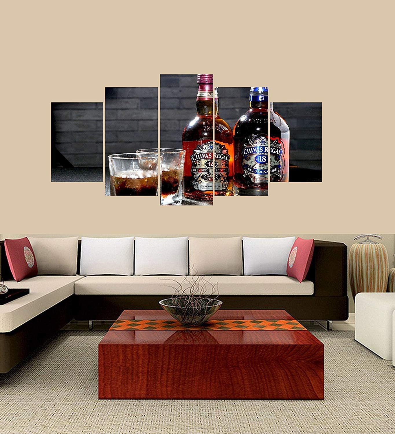 XINGAKA Premium Quality XINGAKAed Wall 5 Pieces / 5 Pannel Wall Decor Chivas Regal Painting, Home Decor Pictures - with Wooden Frame