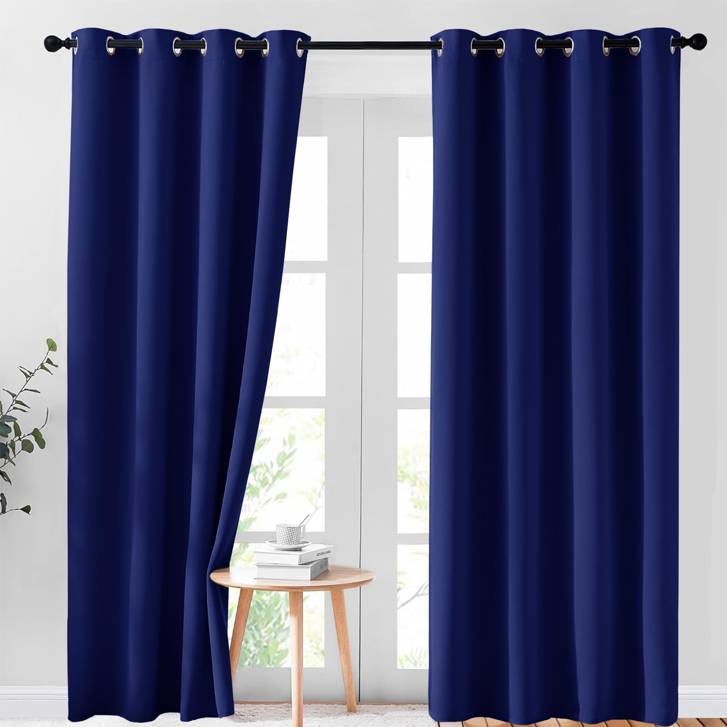 AR Ware Navy Blackout Curtains - 2 Panels Drapes Eyelet Thermal Curtains for Living Room and Bedroom - Energy Saving - Soundproof lightweight curtains (66 x 90 inches)