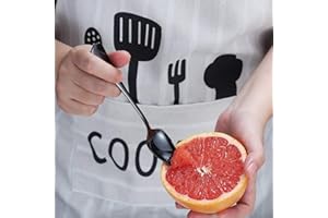 Black Grapefruit Spoons 5 Pieces Set, 4 Stainless Steel Grapefruit Spoon And 1 Grapefruit knife With Titanium Plating, Grapef