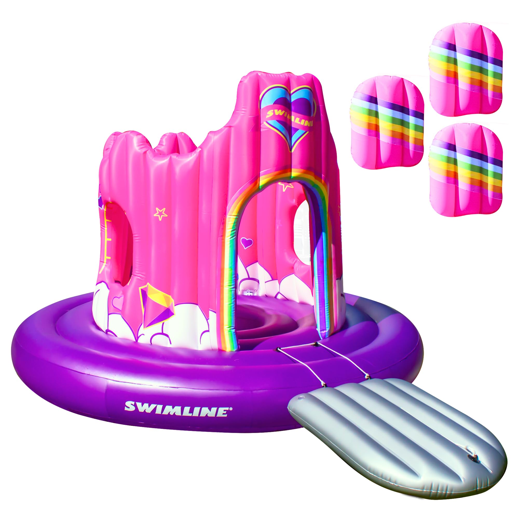 Photo 1 of SWIMLINE Giant Inflatable Unicorn Castle Pool Float For Kids And Adults Size| Floating Kingdom Raft Lounger Combo With Gate Shield Windows & Accessories For Pools Lakes Beach | Fits Up To 4 People