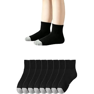 EPEIUS Kids Athletic Socks Thick Cushioned Cotton Quarter Socks for Boys Girls, Sports Running Ankle Arch Support 5-12Y