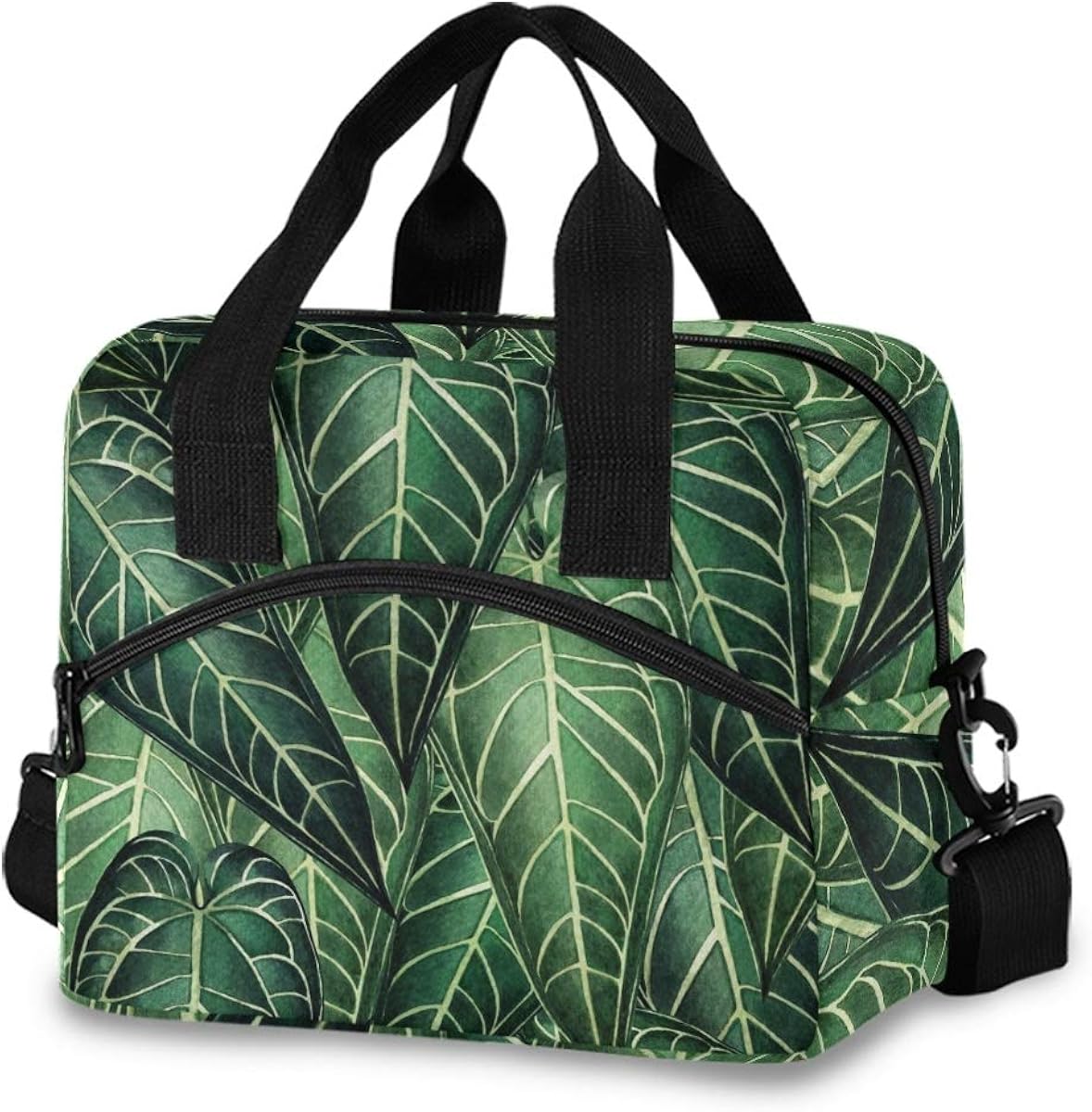 Tropical Green Leaves Lunch Tote Bags for Women Leakproof