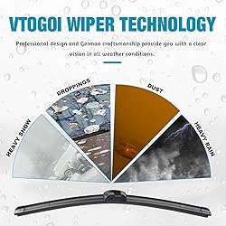 VTOGOI Wiper Blades With Rear Wiper Blades Set For