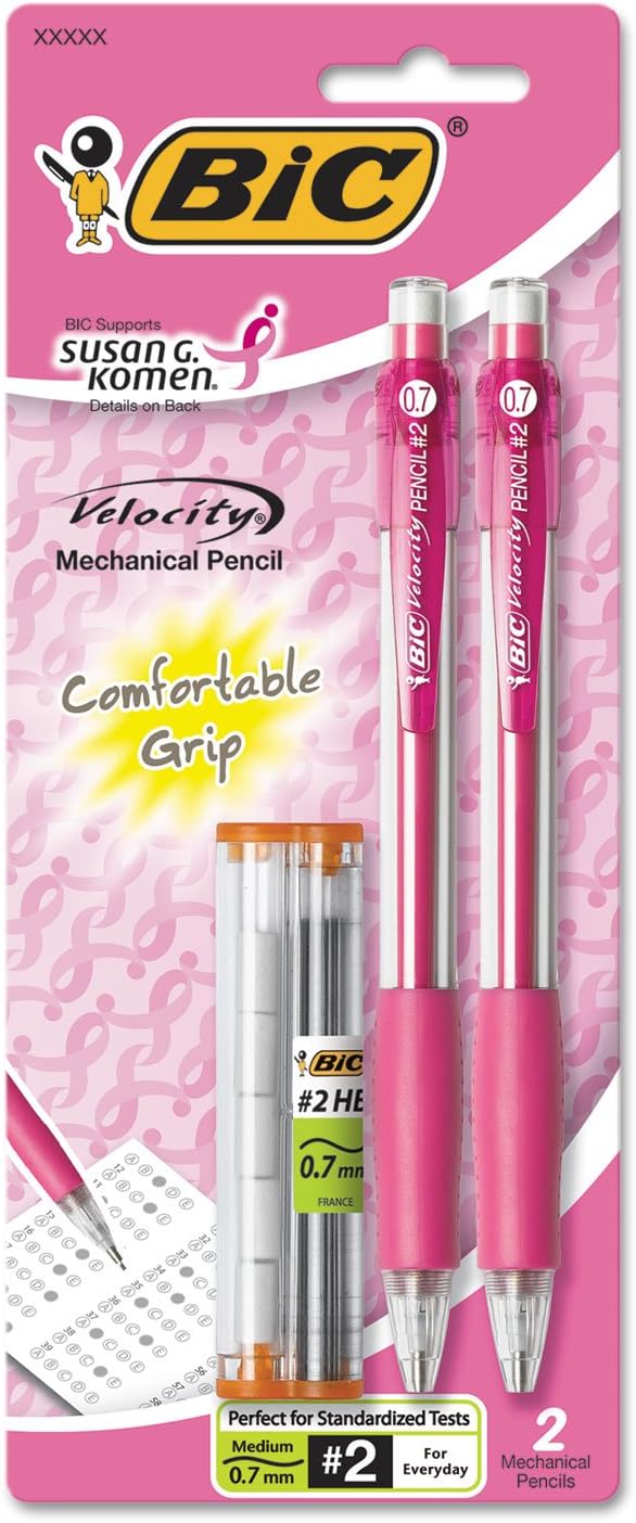 BIC MV7P21SGK Velocity Original Mechanical Pencil .7mm Pink Ribbon Pink