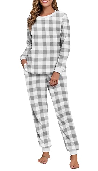 PRINSTORY FLUFFY PAJAMAS FOR WOMEN SOFT FLEECE WARM...