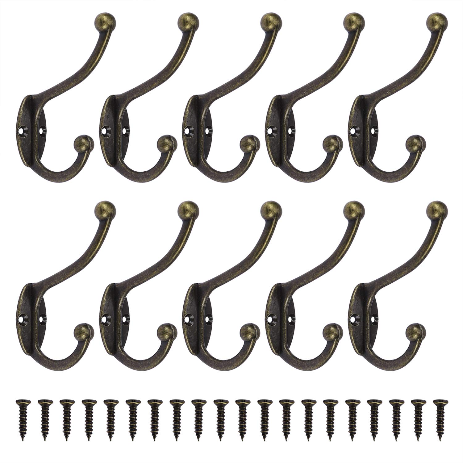 MengH-Shop Retro Wall Coat Hook Vintage Metal Door Hook for Bathroom, Kitchen, Bedroom, Entrance, 10 Pieces, Bronze