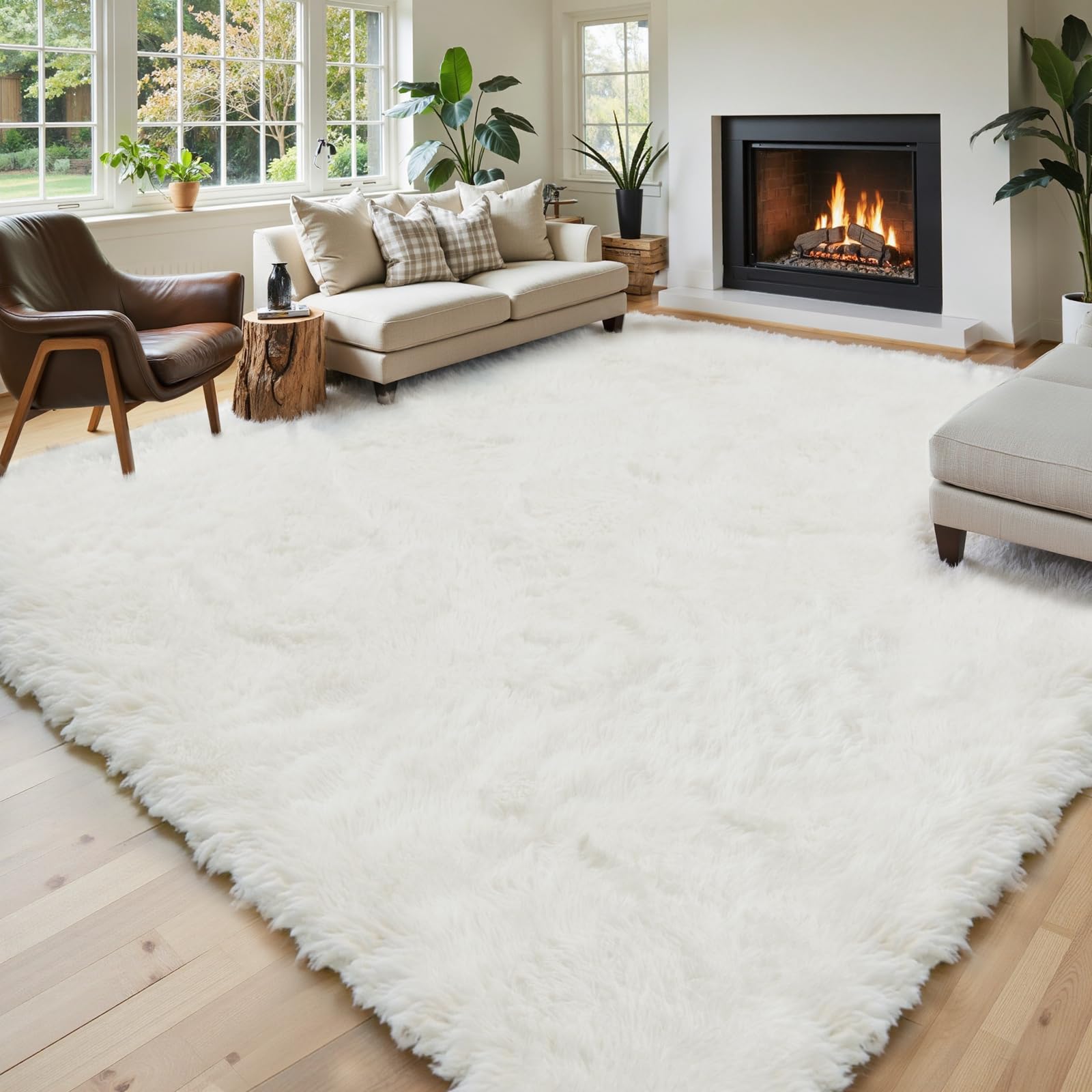 Photo 1 of Rugs for Living Room 5x8, Alfombras para Salas Shag Large Plush Soft Area Rug, Shaggy Carpets for Bedroom, Kids Boys Girls Home Decor Aesthetic(Cream, 5 x 8)