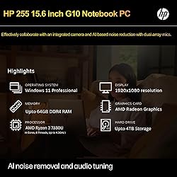 HP 255 G10 Laptop for Home or Work, 16GB RAM, 1TB